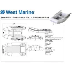 WEST MARINE Inflatable Boats PRU-3 Performance Roll-Up Inflatable Boat -Boats Store 14272488 5 1500.26072019033018