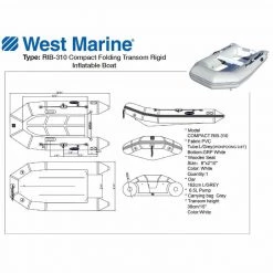 WEST MARINE Inflatable Boats RIB-310 Compact Folding Transom Rigid Inflatable Boat -Boats Store 14460885 4 1500.09062020110011